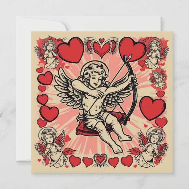 Invitation amour cupide vintage (Devant)