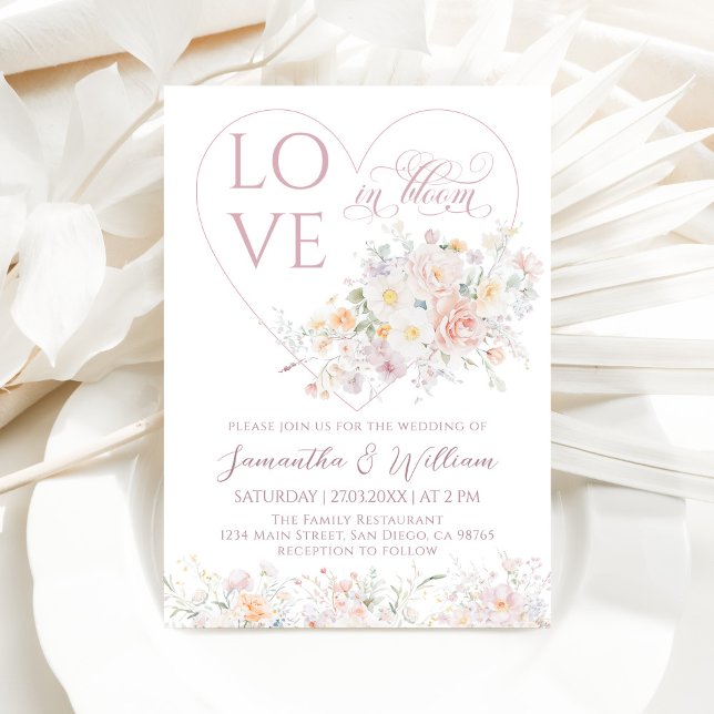 Invitation Amour dans Bloom Fleur sauvage souple Mariage (Créateur téléchargé)