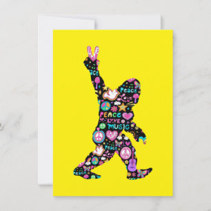 Invitation Amour de la paix Bigfoot Hippie Drôle Amateur de B