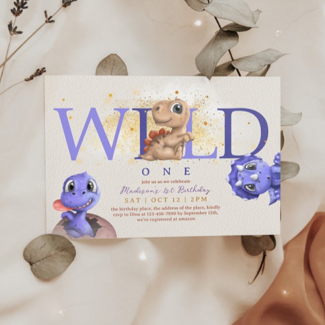 Invitation Amour Dino Simple Funny Baby Boy Premier anniversa (Créateur téléchargé)