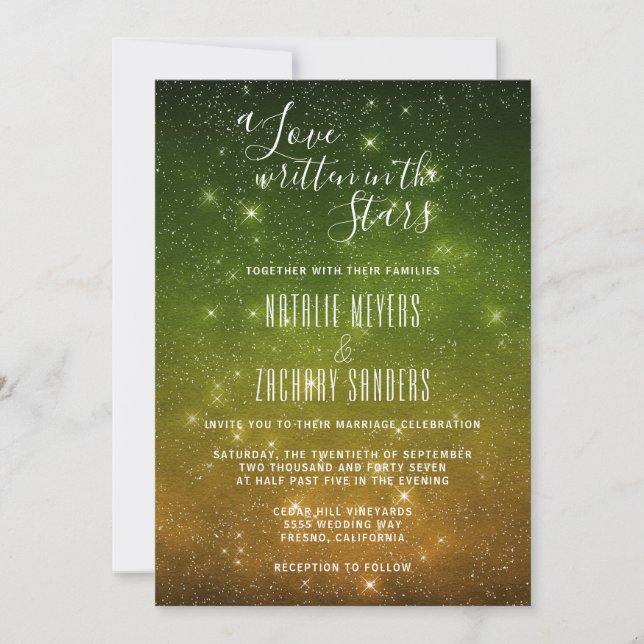 Invitation Amour écrit dans les étoiles Galaxy Mariage (Devant)