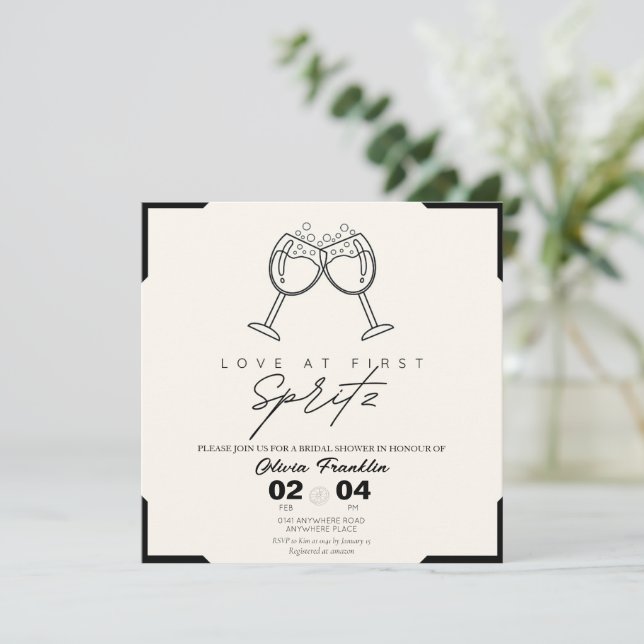Invitation Amour élégant au premier spritz nuptiale douche (Debout devant)