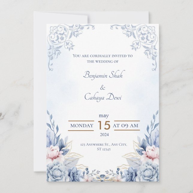 Invitation Amour Élégant : Notre fête Mariage (Devant)