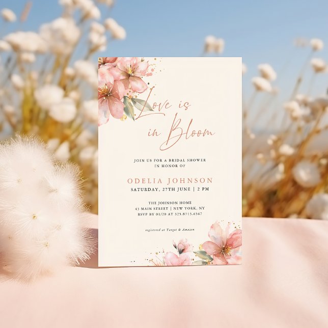 Invitation Amour En Fleur Fête des mariées Florale rose doux (Créateur téléchargé)
