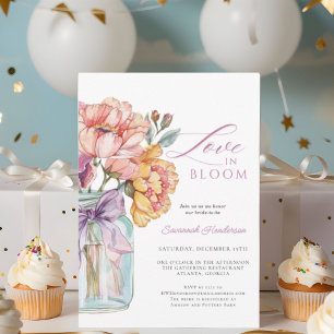 Invitation Amour En Fleur Mason Jar Fête des mariées Florale