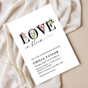 Invitation Amour En Fleur Ressort Fête des mariées Florale