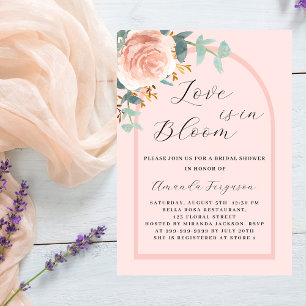 Invitation Amour en Fleur rose fleurie Fête des mariées d'arc
