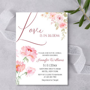 Invitation amour en fleur rose rousse fleurs douche nuptiale