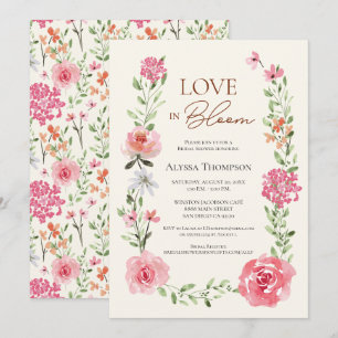 Invitation AMOUR en fleurs Jardin Fête des mariées à thème