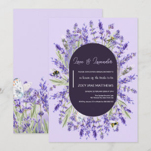 Invitation Amour et Lavender Élégante Fête des mariées flor