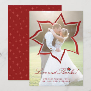 Invitation Amour et merci Noël photo du mariage merci