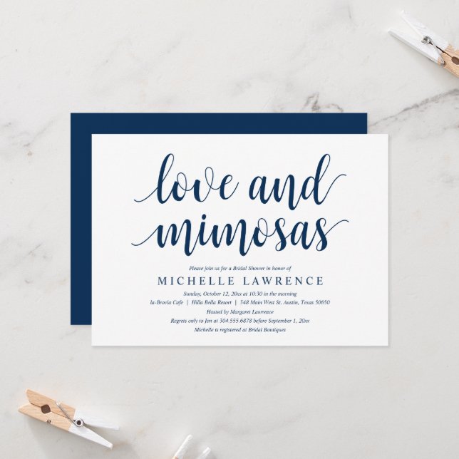 Invitation Amour et mimosas, Fête de la Fête des mariées mode (Devant/Arrière en situation)