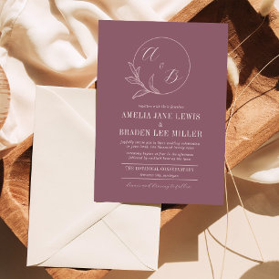 Invitation Amour Éternel Mariage Couronne Deep Mauve