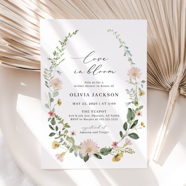 Invitation Amour fleur sauvage En Fleur Nuptiale Douche Invit (Front)