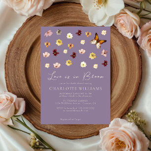 Invitation Amour Fleur sauvage pourpre dans la Fête des marié