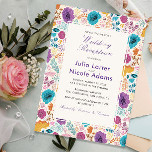 Invitation Amour Fleurissant Fleurs Romantiques Rose Violet M