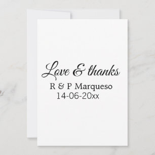 Invitation Amour & merci ajoutez nom du couple mariage ajoute