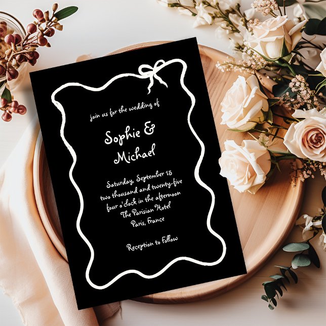 Invitation Amour noir | Mariage français illustré (Créateur téléchargé)