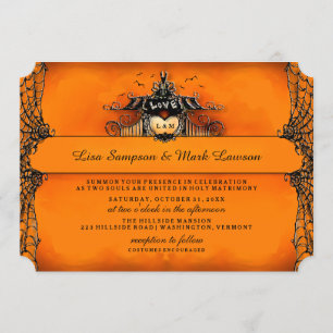 Invitation Amour orange et noir d'invitation de mariage de