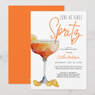 Invitation Amour Orange Moderne À Première Fête des mariées S