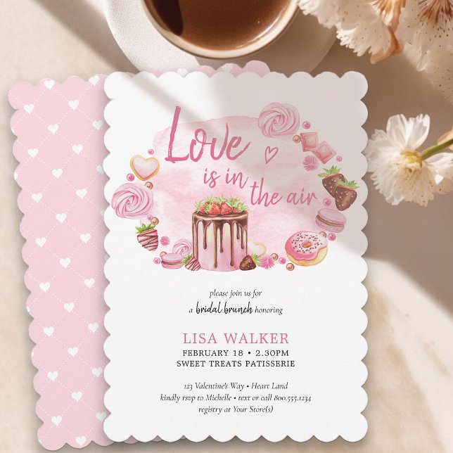 Invitation Amour Pink Donut et des friandises Brunch nuptial (Love is in the Air Bridal Brunch Invitation - order printed or as printable instant download)