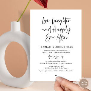 Invitation Amour, Rires, Noir, Mariage Elopement Party