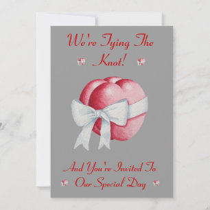 Invitation amour romantique rouge coeur blanc archet nouer le
