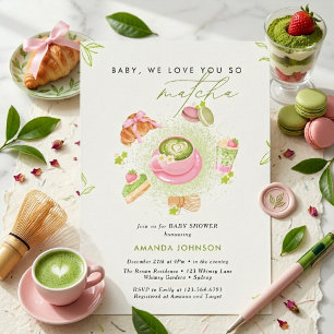 Invitation Amour Vert Moderne vous aime tellement Bébé Matcha