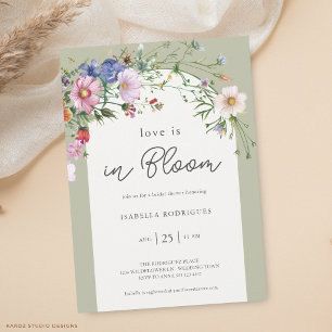 Invitation Amour Vert Sauge en Fleur Robe de Mariée Shower