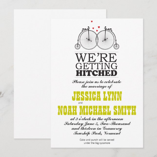 Invitation Amour vintage à vélo (Devant / Derrière)