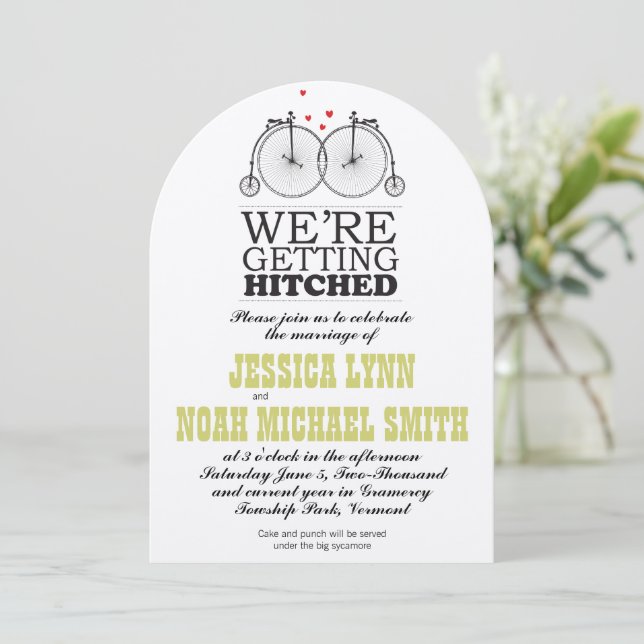 Invitation Amour vintage à vélo (Debout devant)