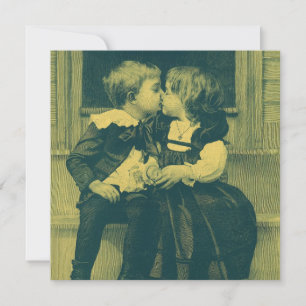 Invitation Amour vintage et Romance, Enfants Baiser Invitatio