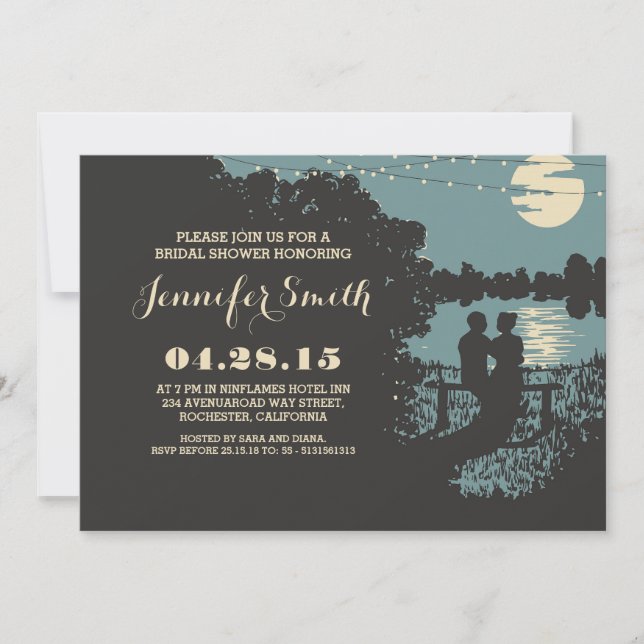 Invitation amoureuse chaîne de lumières douchette nuptiale ex (Devant)