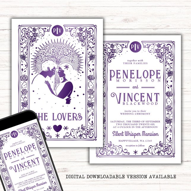 Invitation Amoureux cosmiques | Mariage Tarot (Créateur téléchargé)