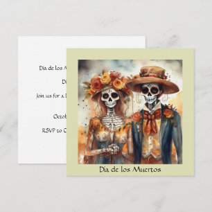 Invitation Amoureux Crâne de Sucre Dia de los Muertos