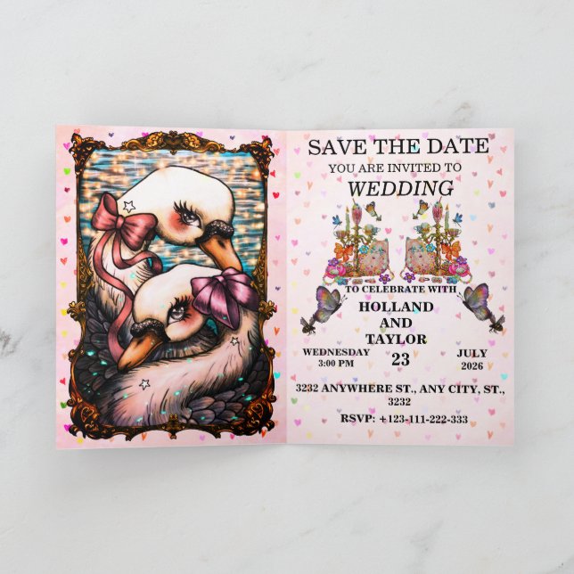 Invitation Amoureux de cygnes (Intérieur)