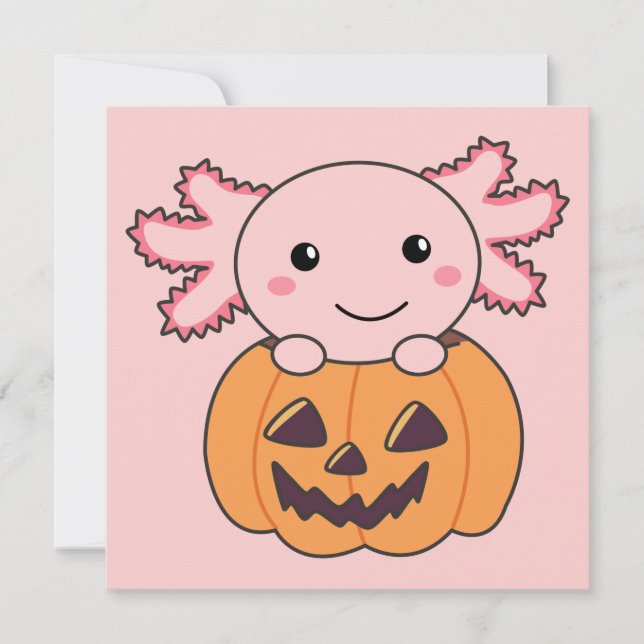 Invitation Amoureux de l'Axolotl Citrouille Animaux Mignons p (Devant)