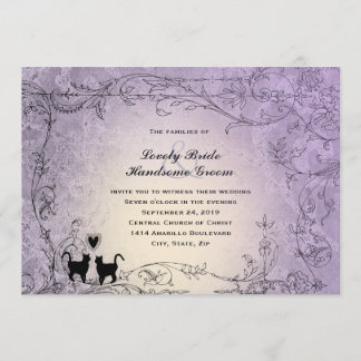 Invitation Amoureux de les chats Ornate Lavender Vintage Wedd