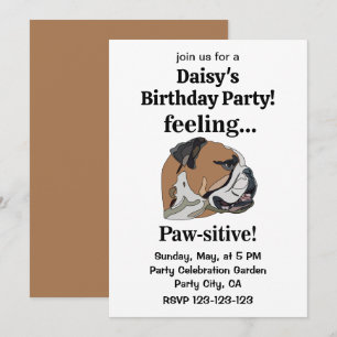 Invitation Amoureux du Bulldog anglais, fête d'anniversaire