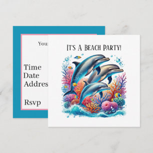 Invitation Amoureux mignons de dauphins fêtent
