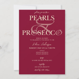 Invitation Ampersand Burgundy Pearls & Prosecco Fête des mari