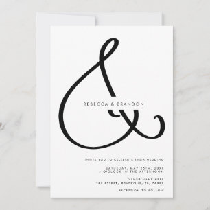 Invitation Ampersand de script minimaliste en un seul Mariage