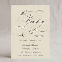 Invitation Ampersand élégant Charbon Beige Charbon Le Mariage