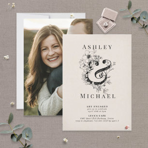 Invitation AMPERSAND FLORAL Blush Photo Engagement