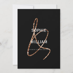 Invitation Ampersand moderne minimaliste Mariage noir