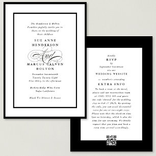 Invitation Ampersand noir tout en un Mariage de détails RSVP