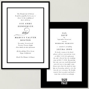 Invitation Ampersand noir tout en un Mariage de détails RSVP