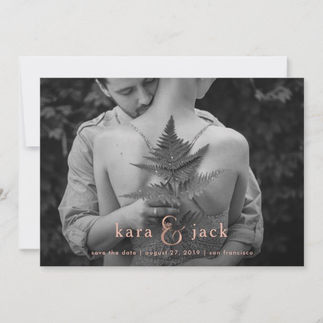 Invitation Ampersand or rose | Quatre photos Enregistrer la d (Devant)
