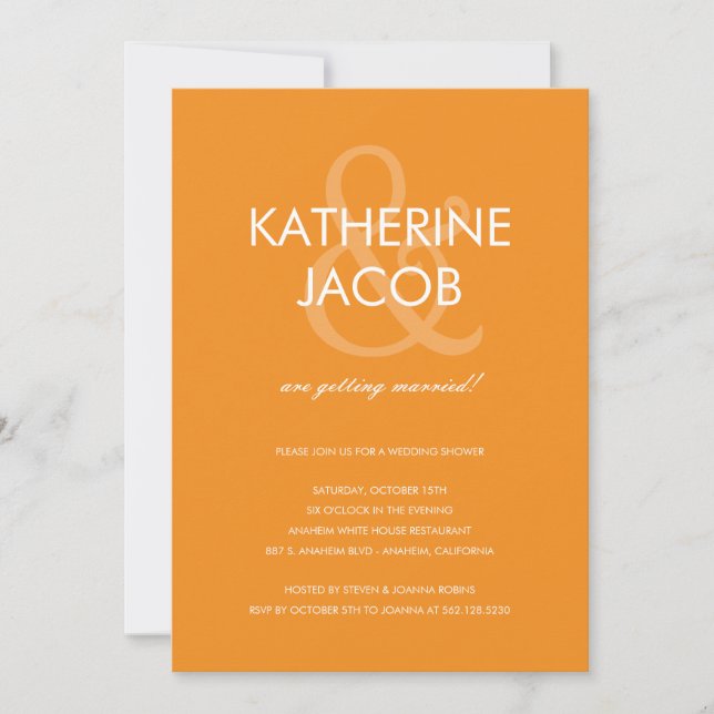 Invitation Ampersand Wedding shower Orange (Devant)