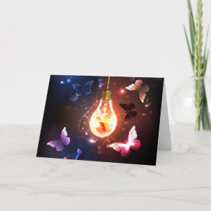 Invitation Ampoule lumineuse avec papillons nocturnes